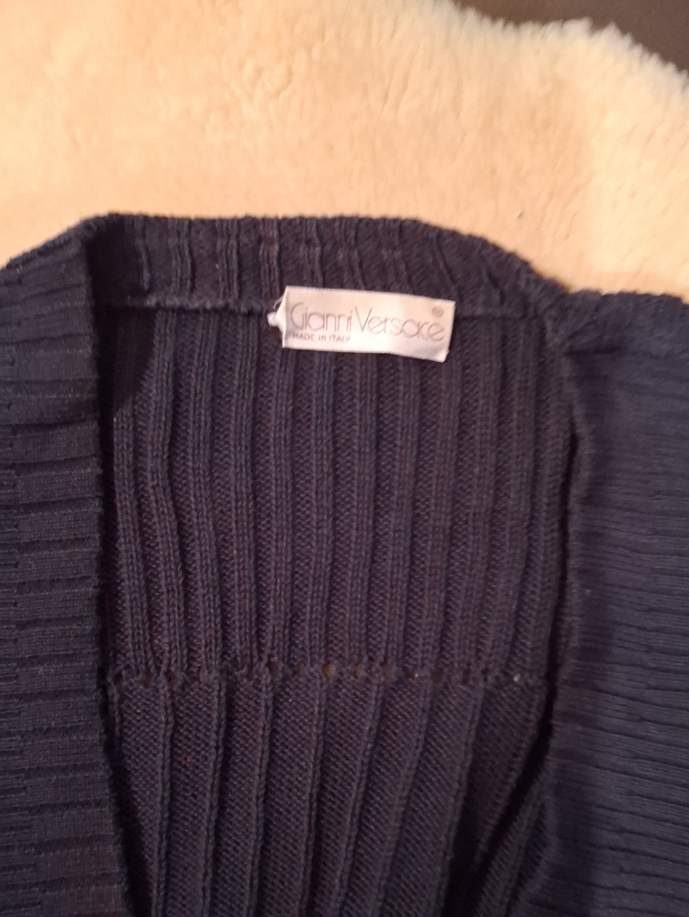 Versace Dark Navy Ribbed Cardigan